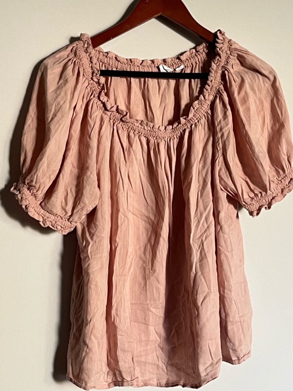 GAP Dusty Rose Puff Sleeve Peasant Blouse